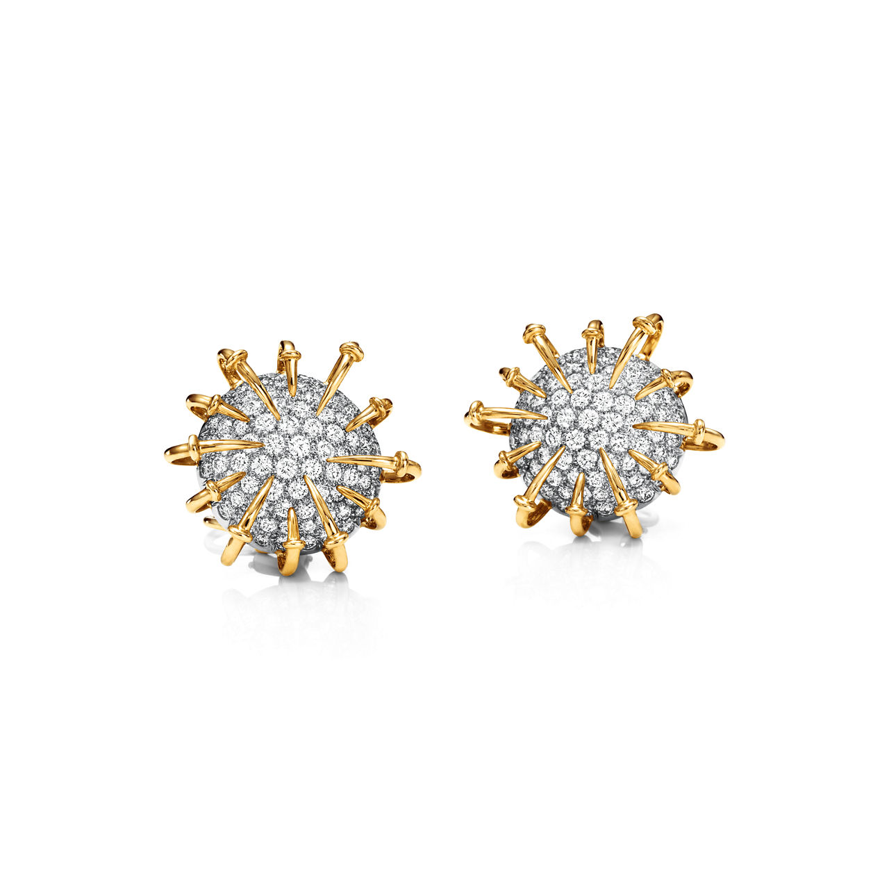 Ear Clips in gold with diamonds in platinum