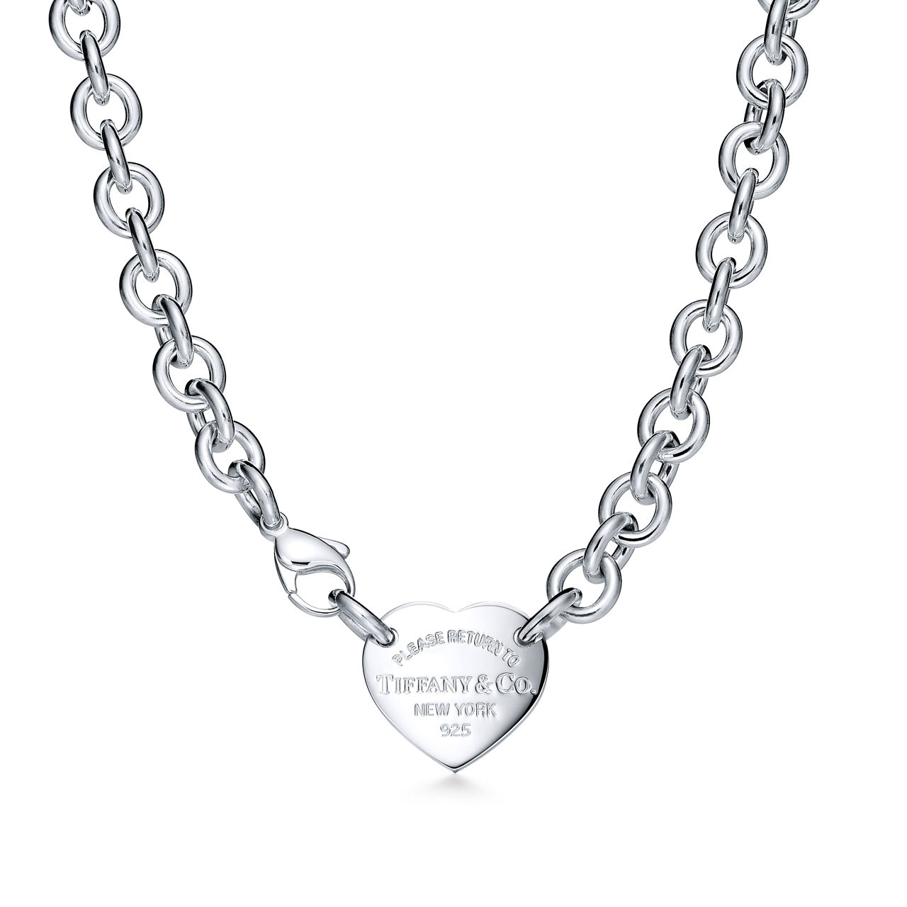 Heart Tag Chain Link Choker in Silver