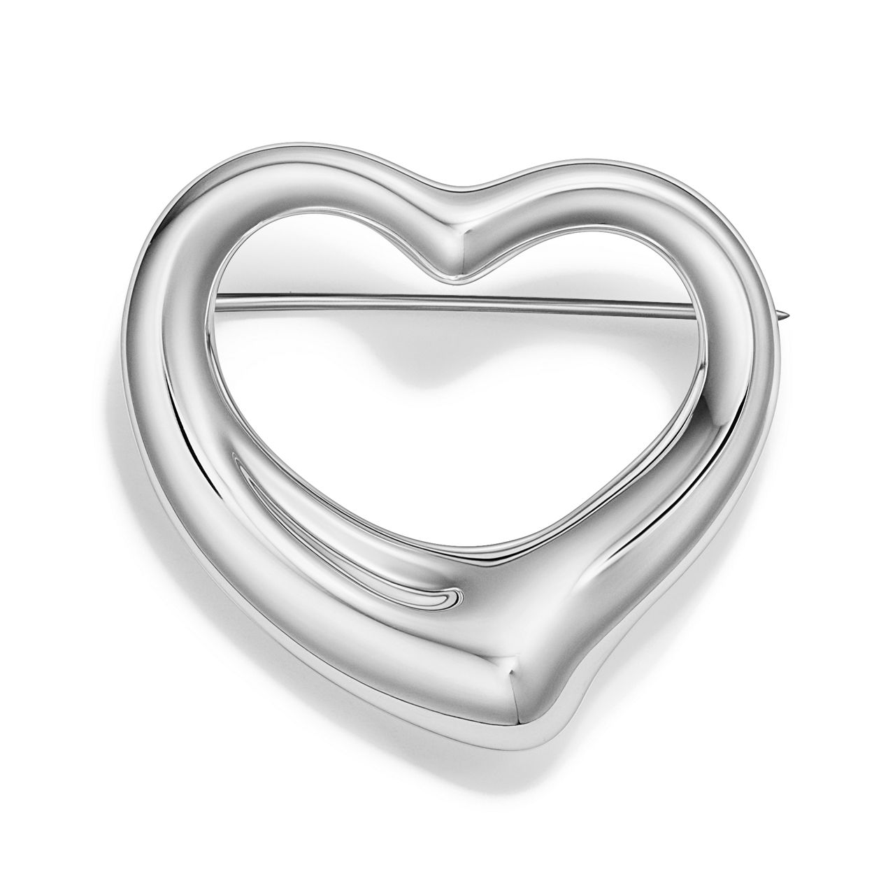Open Heart Brooch in Sterling Silver