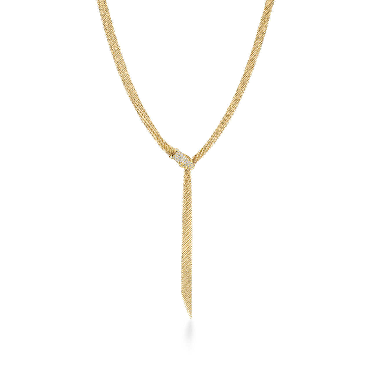 Mesh Snake Necklace in Yellow Gold with Pav&eacute; Diamonds