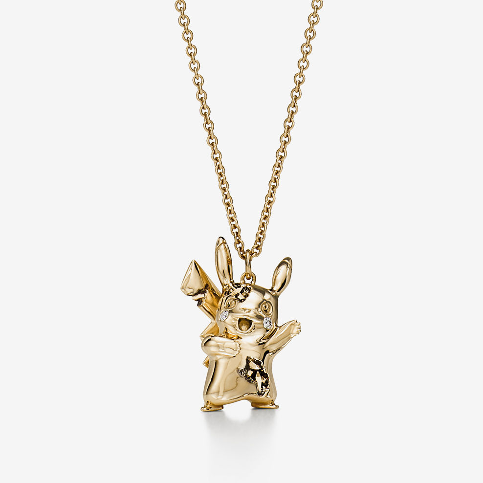 Anjeya & Arsham Studio & Pok&eacute;mon Small Pikachu Pendant in 18k Yellow Gold with Diamonds