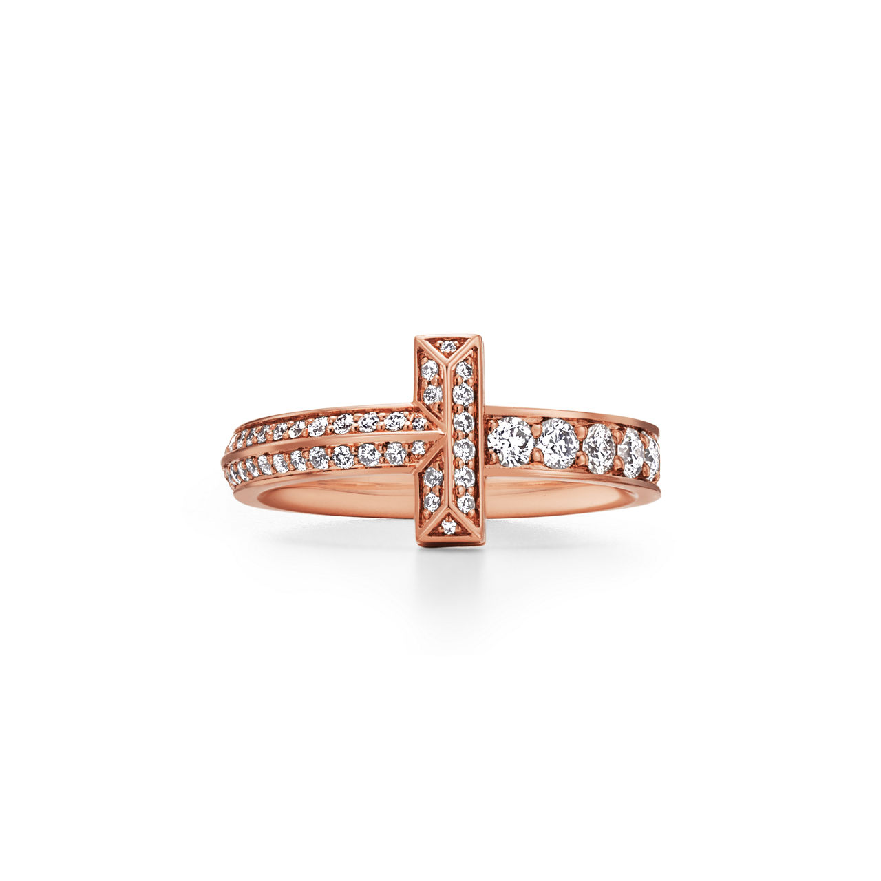 T1 Narrow Ring in Rose Gold with Diamonds