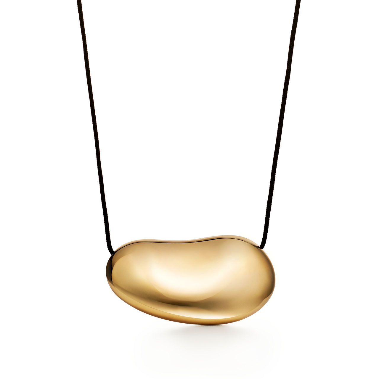 Bean design Pendant in Yellow Gold, 50 mm