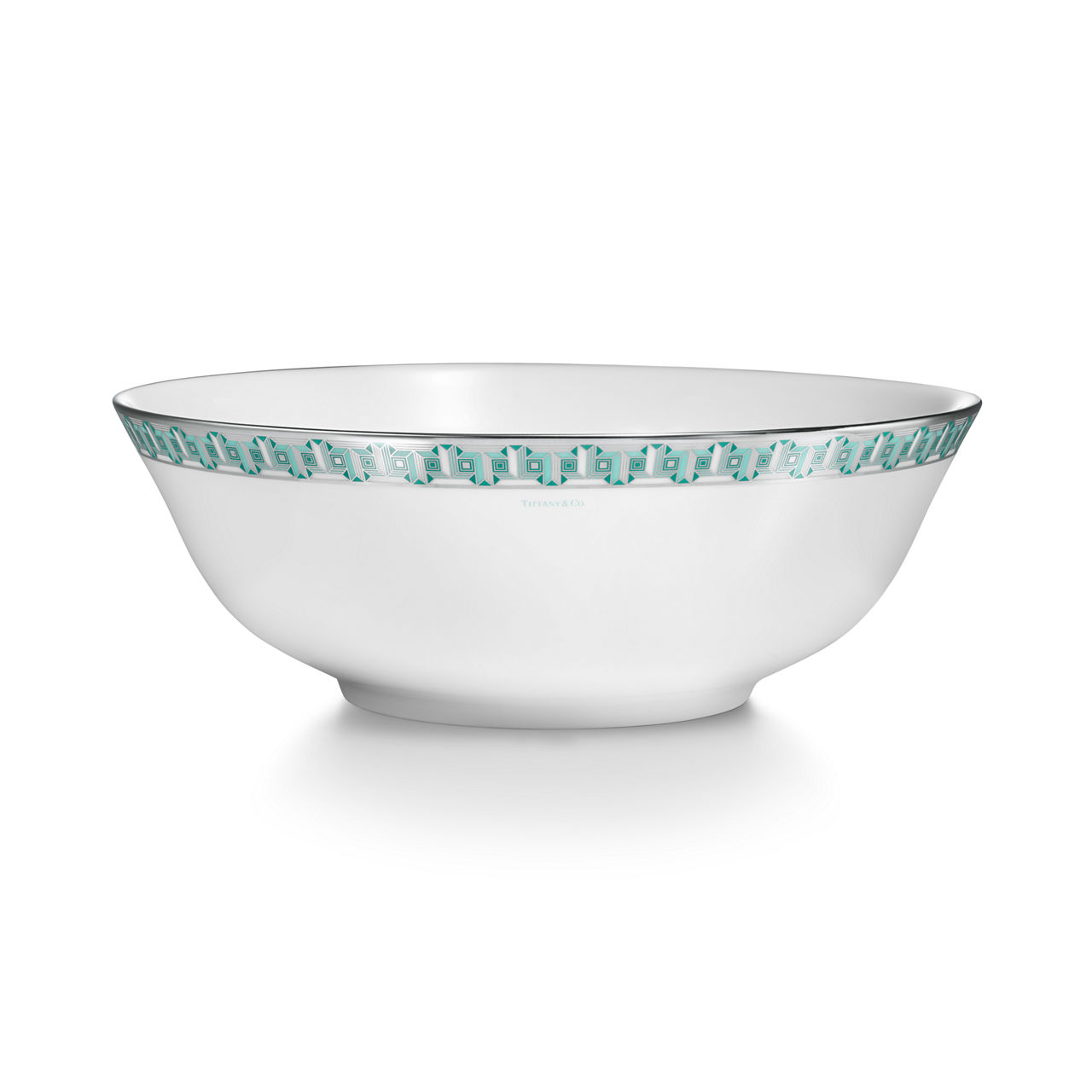 True Serving Bowl with a Hand-painted Platinum Rim