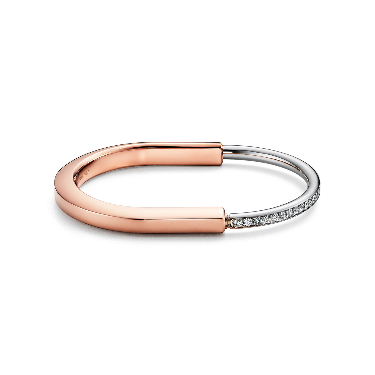 Bangle in Rose and White Gold with Half Pav&eacute; Diamonds