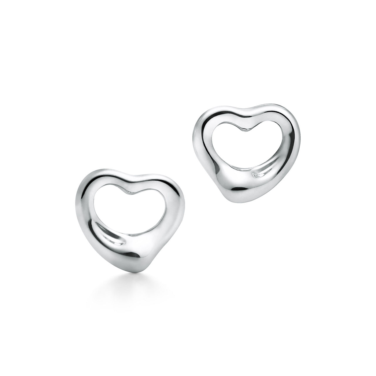 Open Heart Stud Earrings in Silver, 11 mm