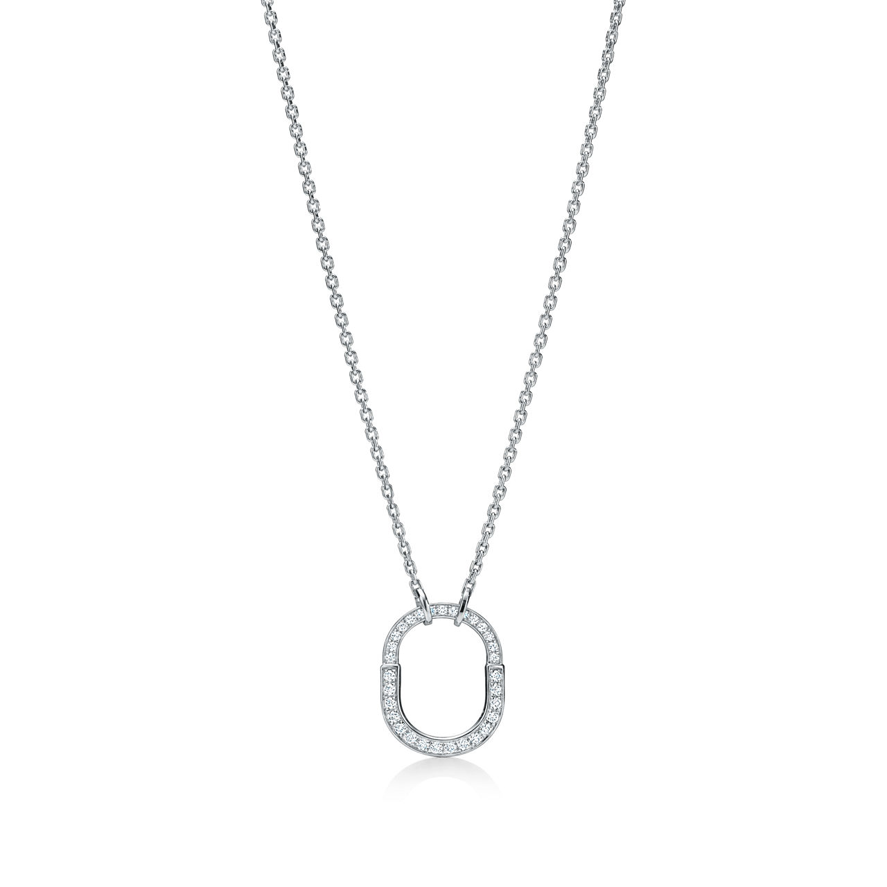 Small Lock Pendant in White Gold with Pav&eacute; Diamonds
