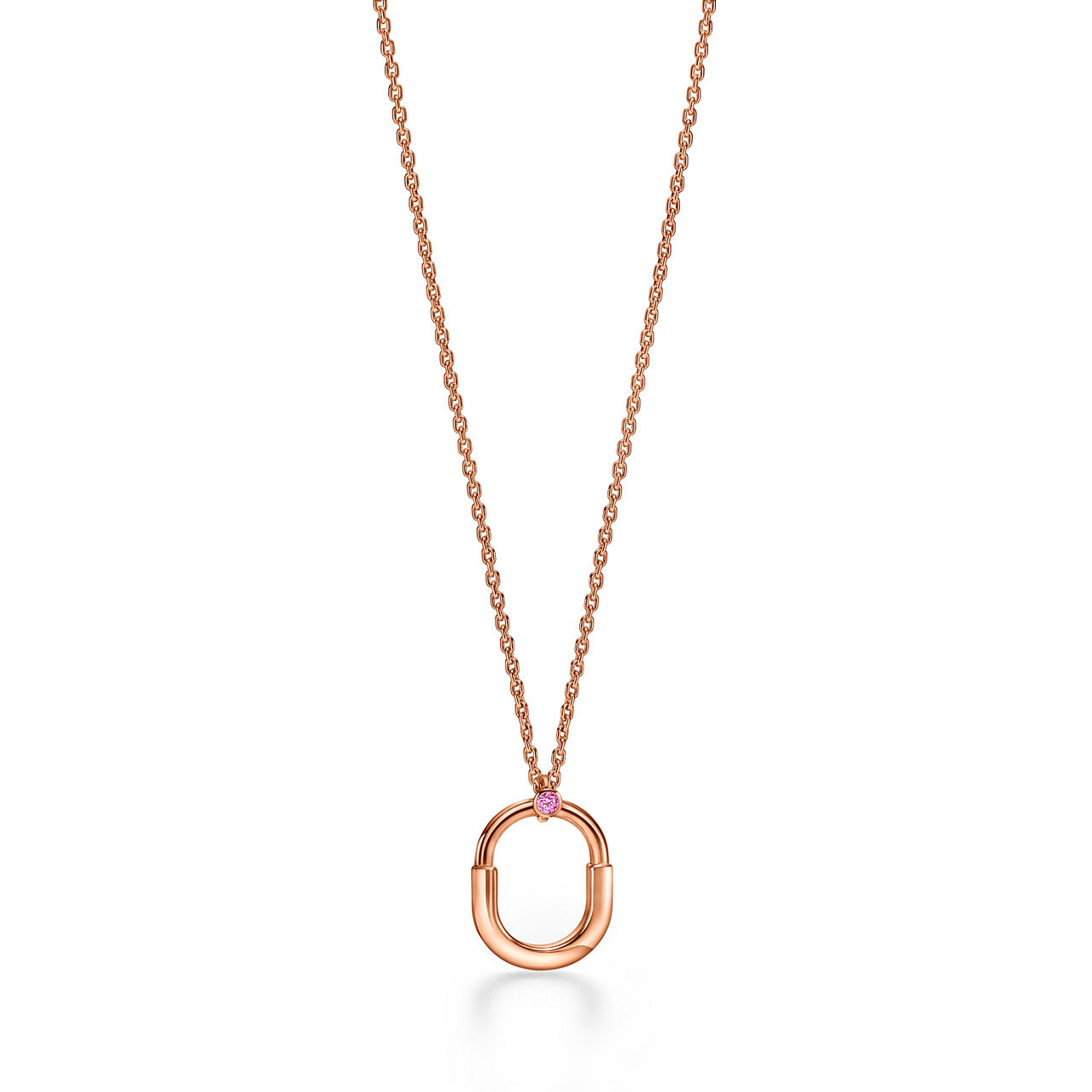 Small Pendant in Rose Gold with a Pink Sapphire