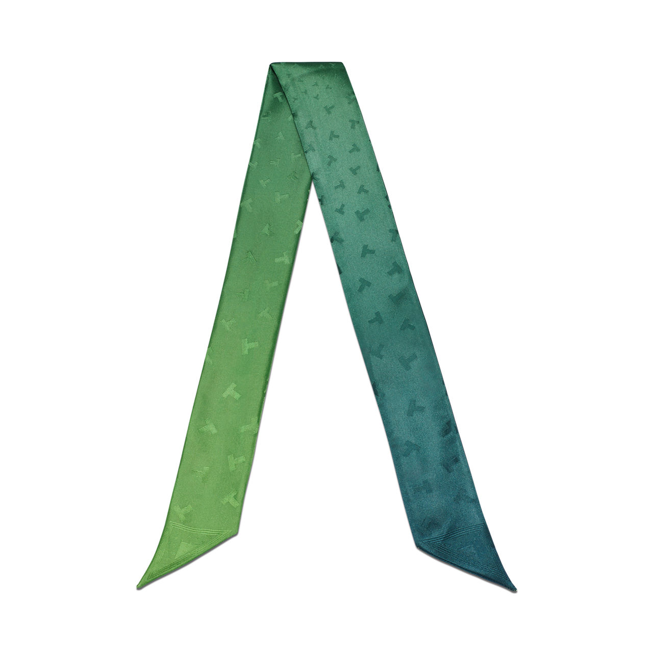 Dancing T Ribbon Scarf in Infinity Emerald Silk