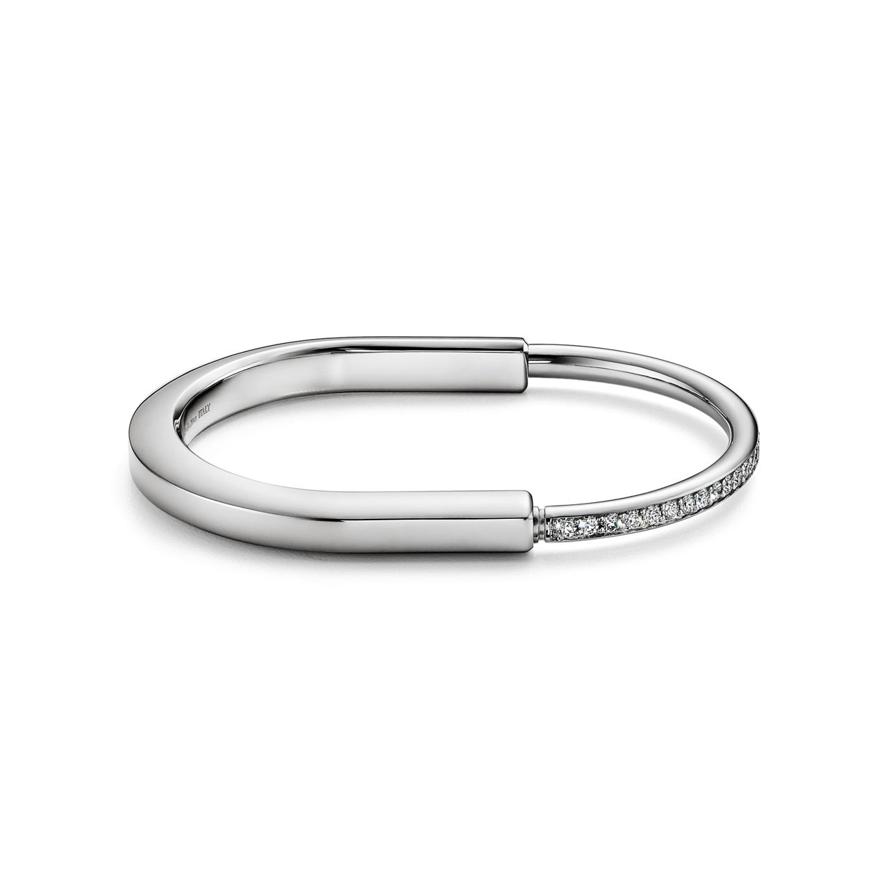 Bangle in White Gold with Half Pav&eacute; Diamonds