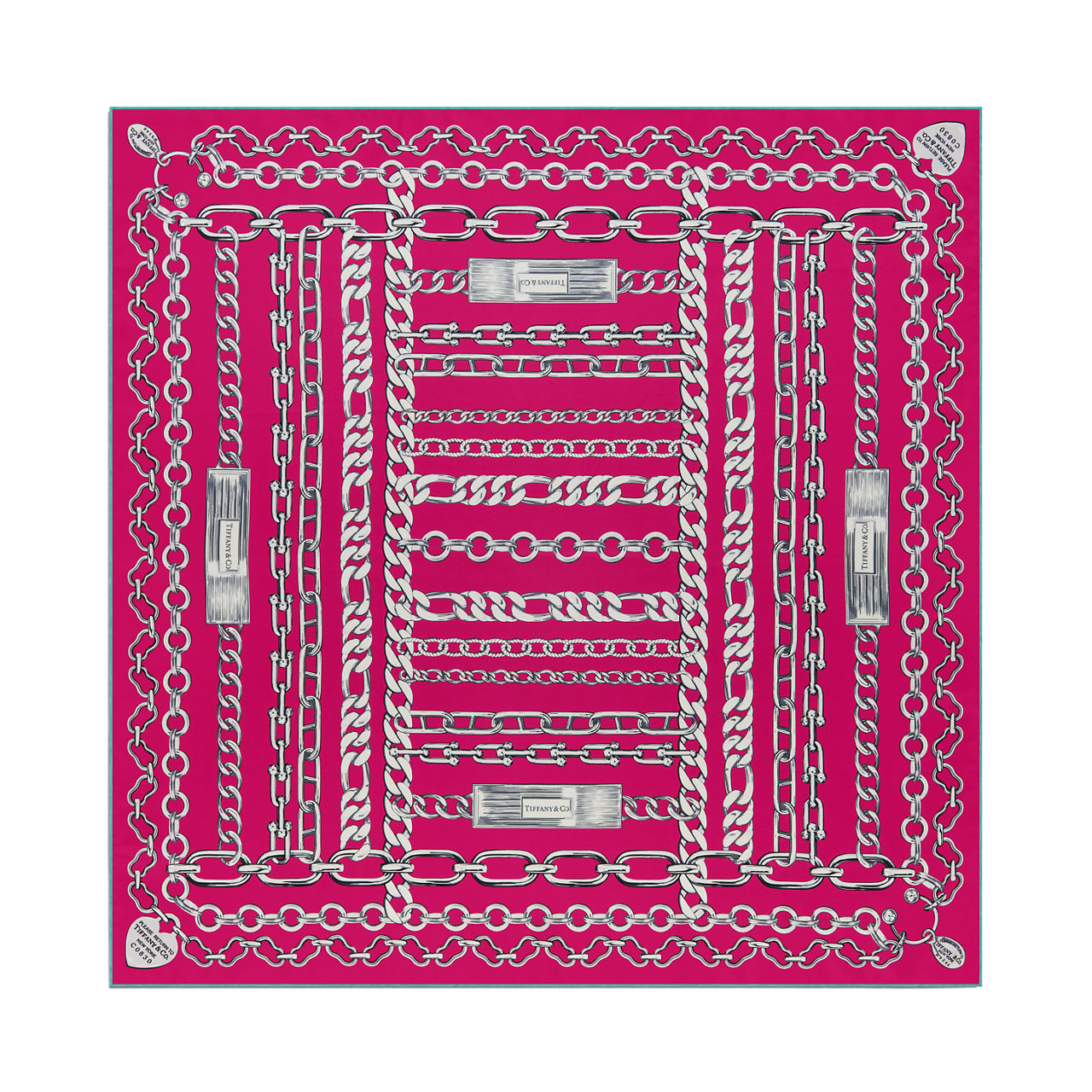 Chains Square Scarf in Fuchsia Silk