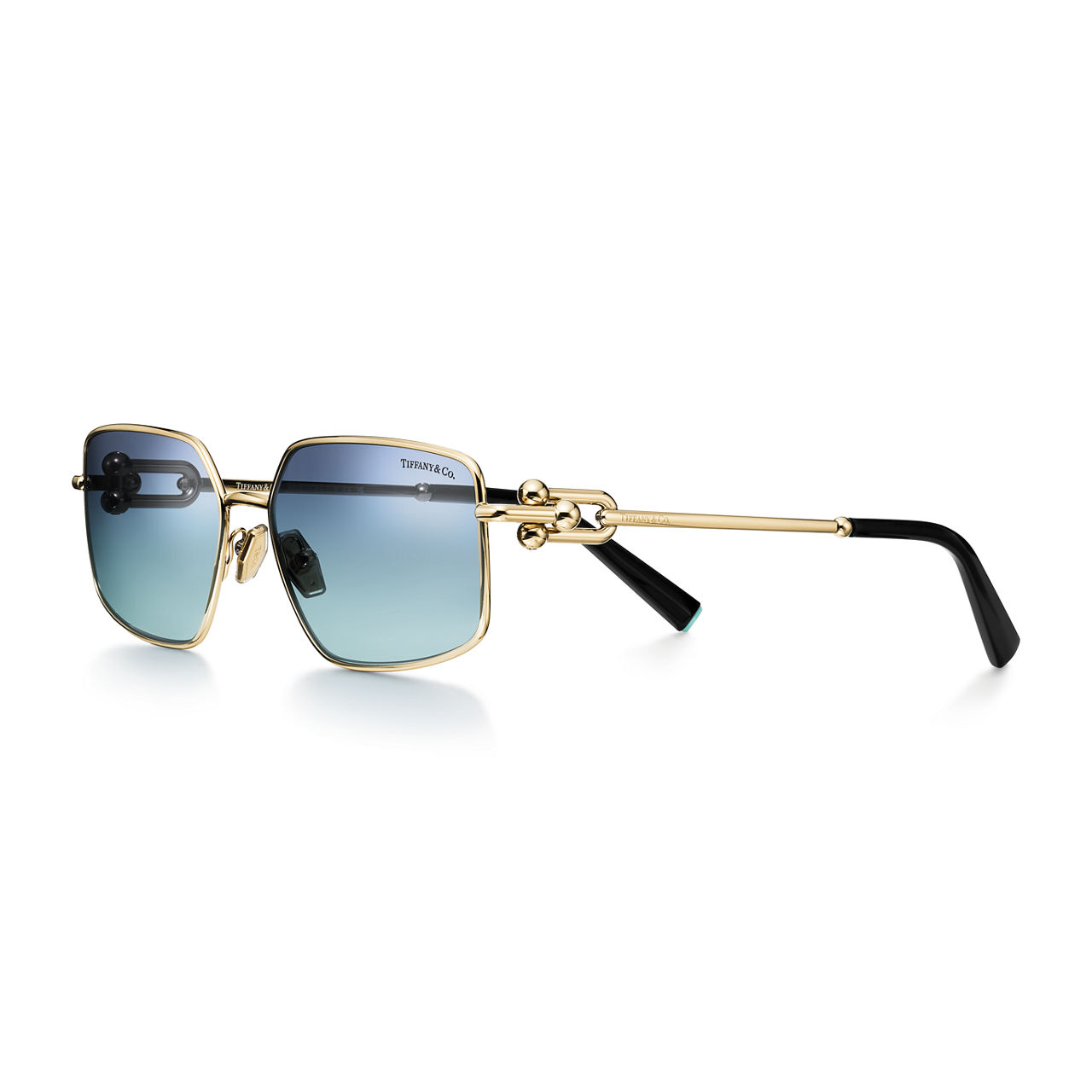 Sunglasses in Pale Gold-coloured Metal with Anjeya Blue&reg; Lenses