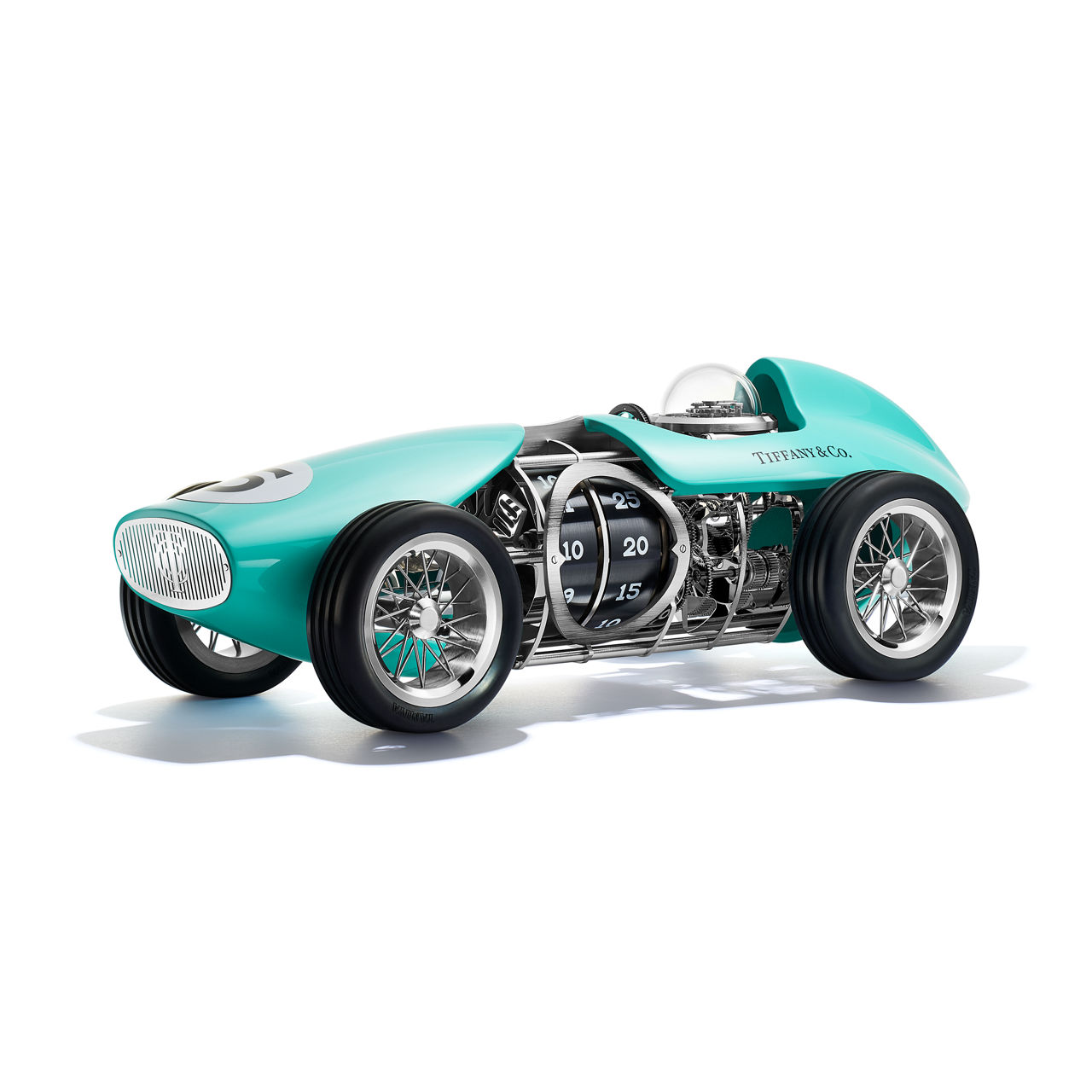 Race Car Clock in Aluminum with Anjeya Blue&reg; Paint