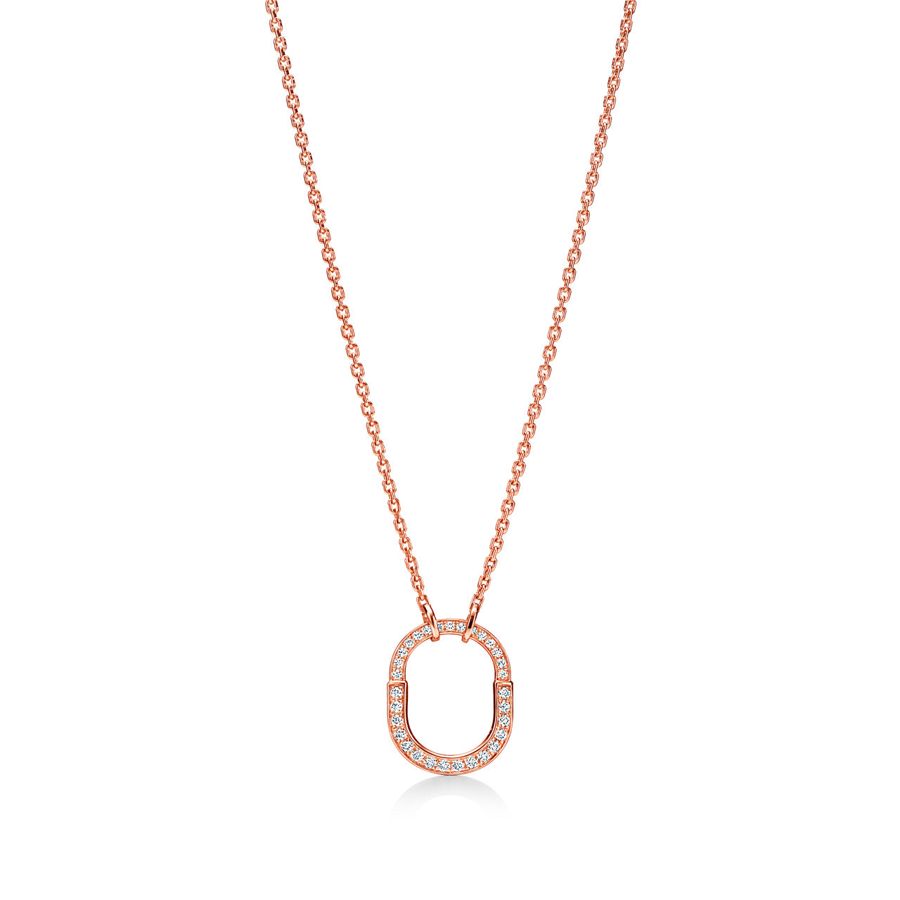 Small Lock Pendant in Rose Gold with Pav&eacute; Diamonds