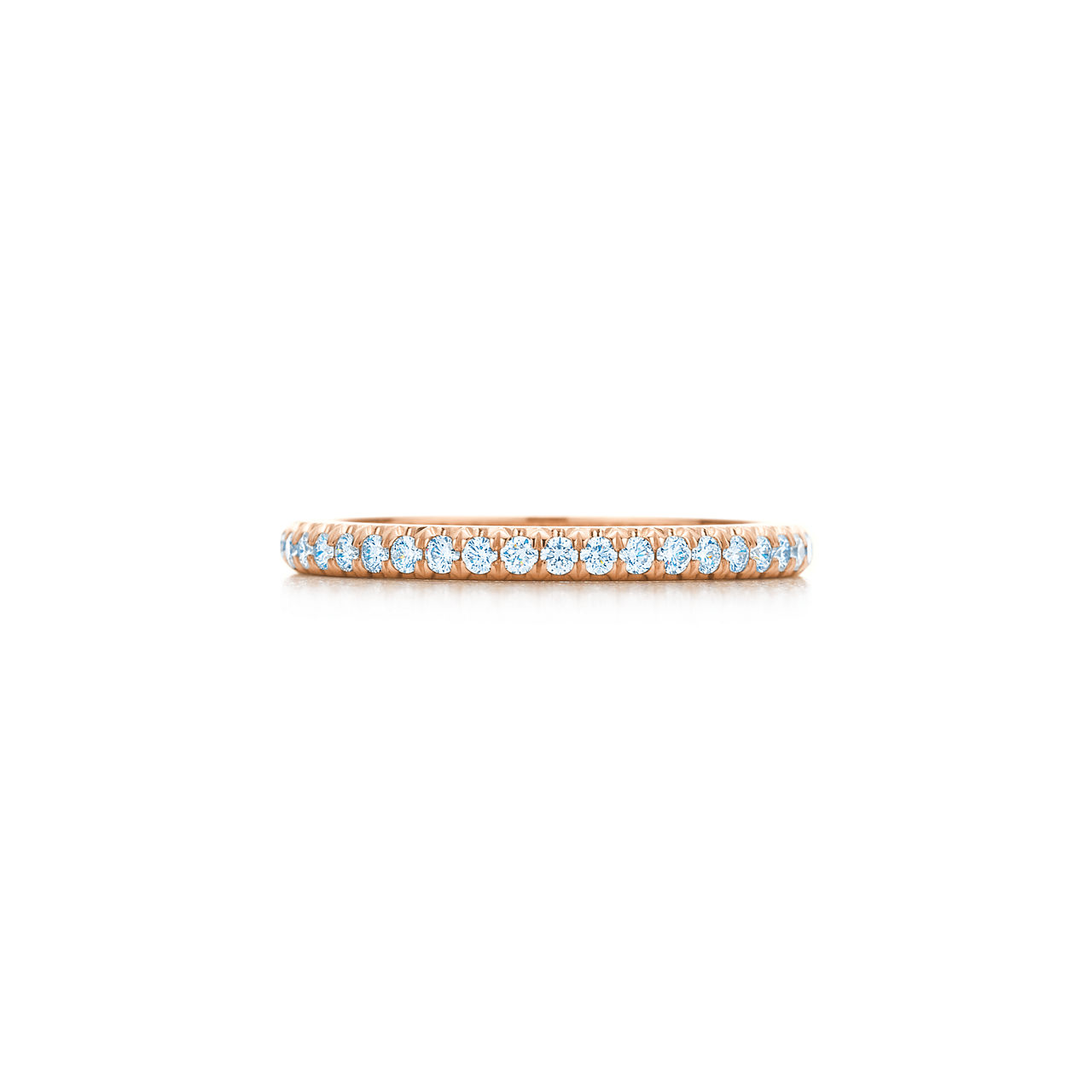 Half Eternity Ring in Rose Gold with Diamonds, 2 mm Wide