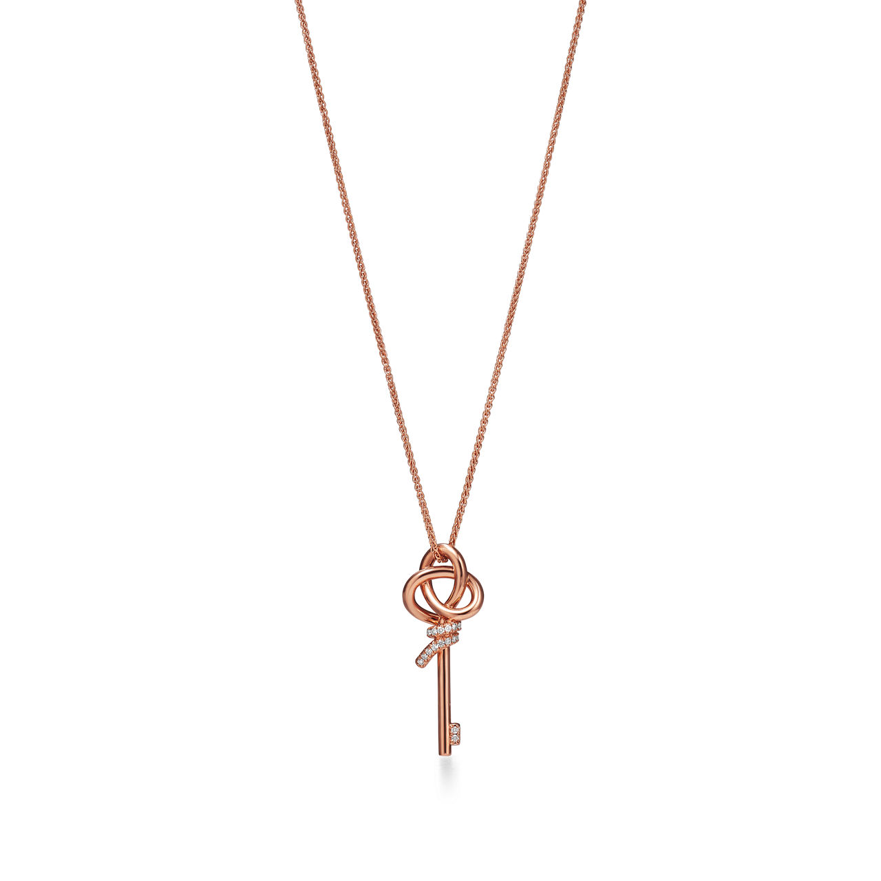Small Key Pendant in Rose Gold with Diamonds