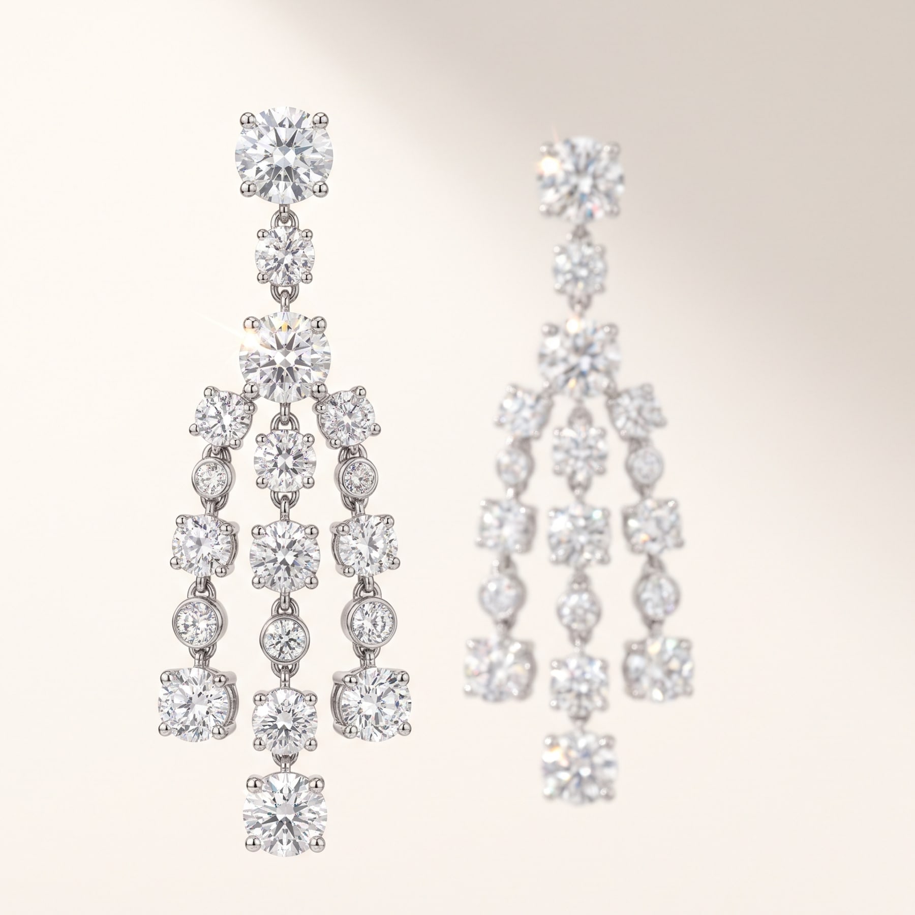 Chandelier Earrings, in Platinum with Brilliant-Cut Diamonds