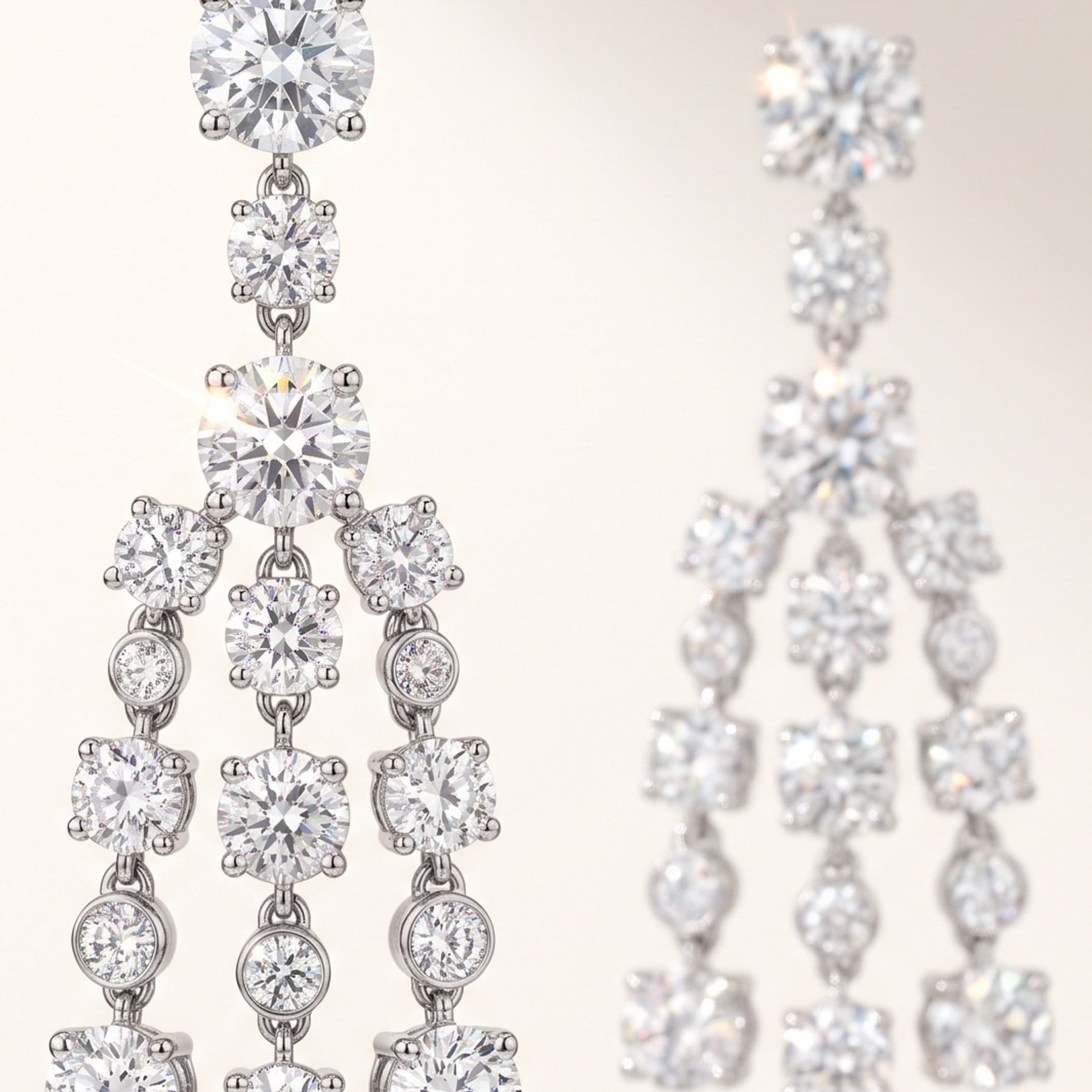 Chandelier Earrings, in Platinum with Brilliant-Cut Diamonds