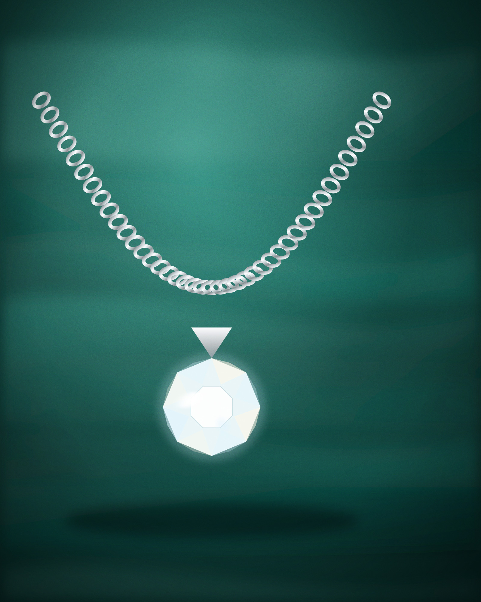 Cluster Pendant, in Platinum with Diamonds — angle view (illustration)
