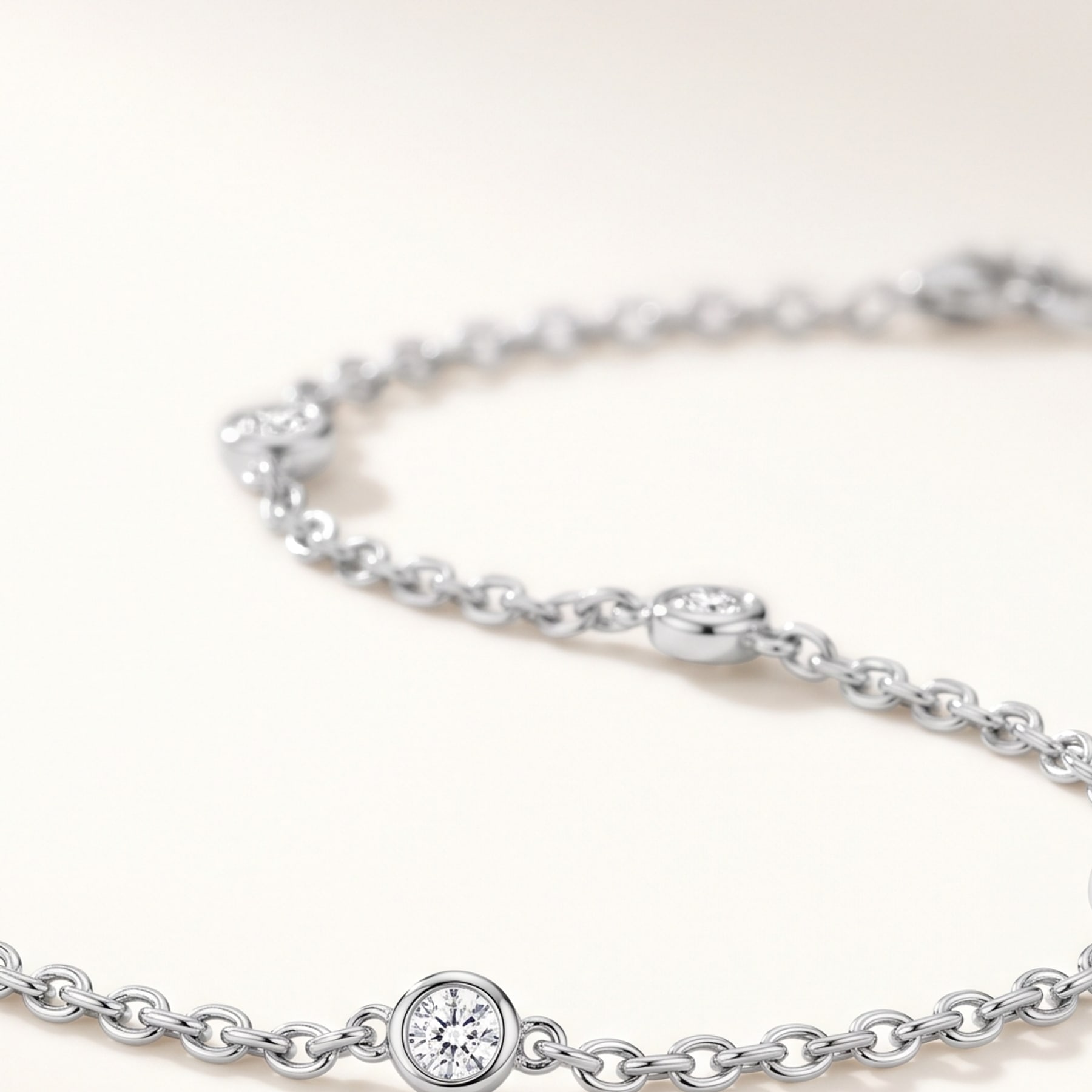 Station Bracelet, in Platinum with Diamonds
