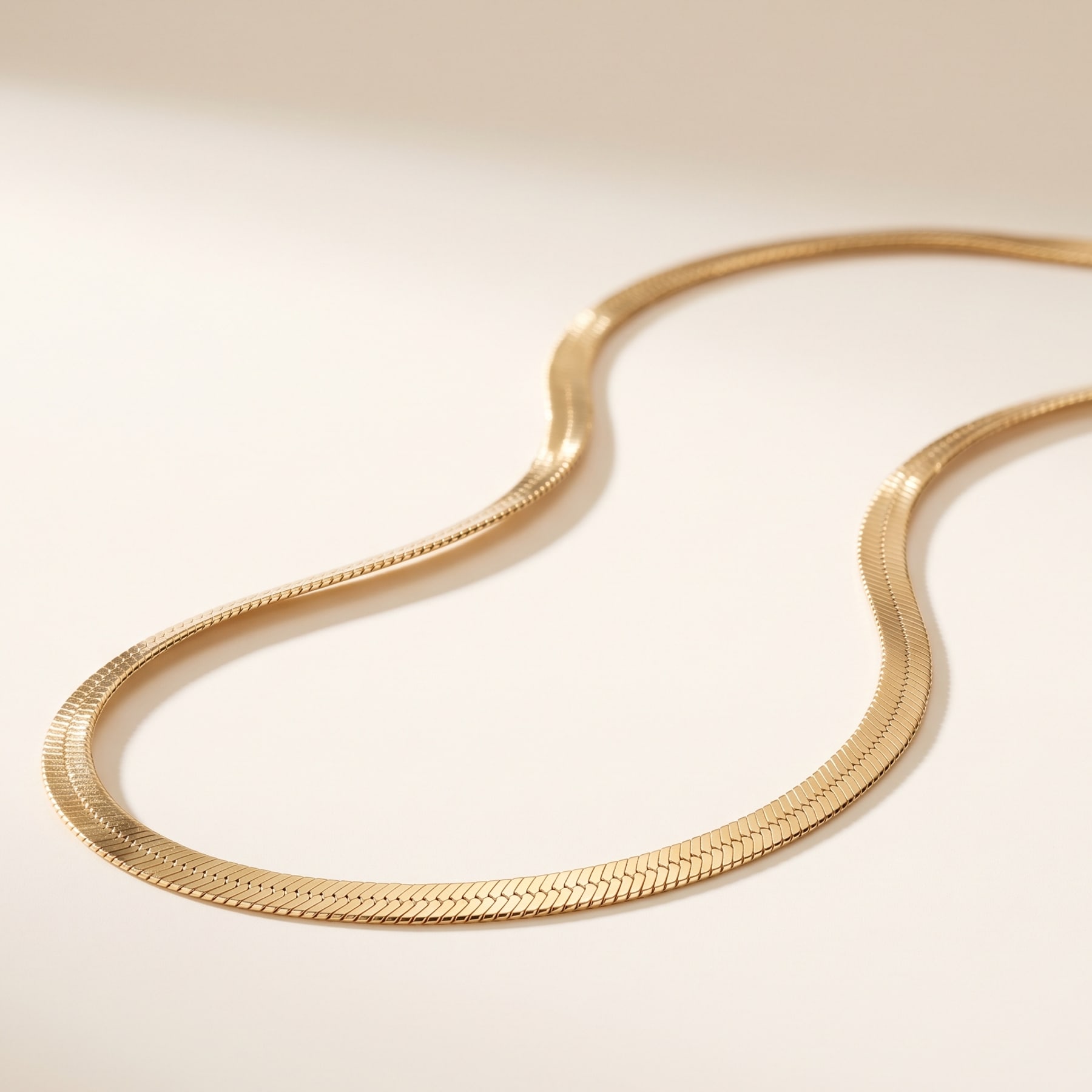 Herringbone Necklace, in 18k Yellow Gold