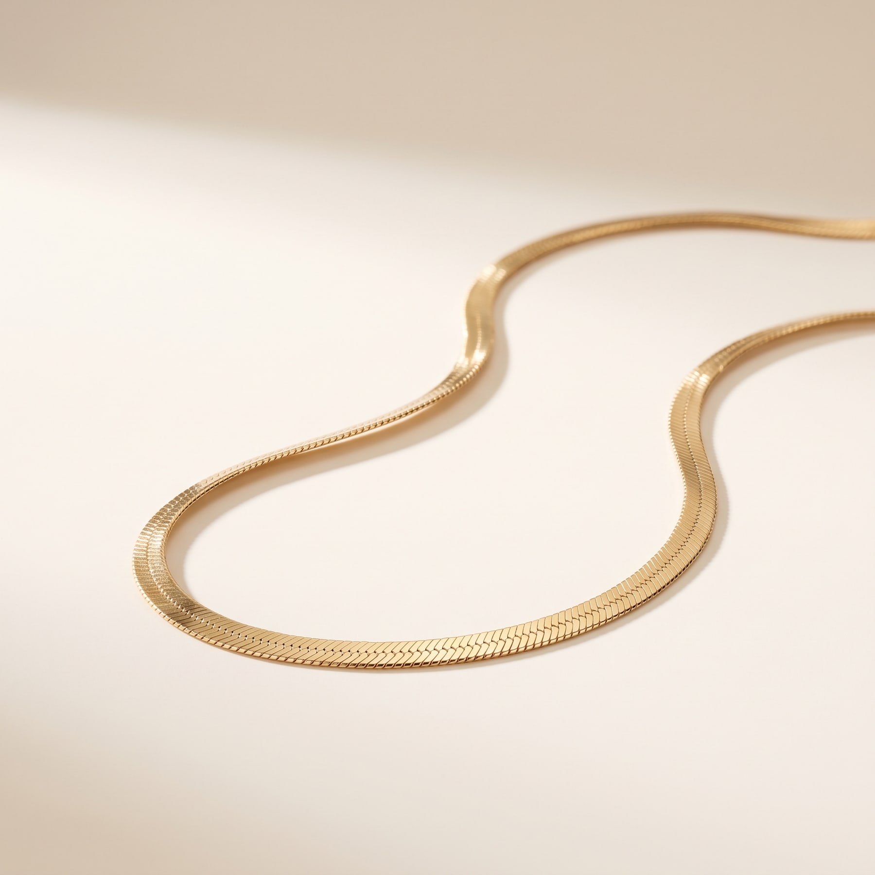 Herringbone Necklace, in 18k Yellow Gold