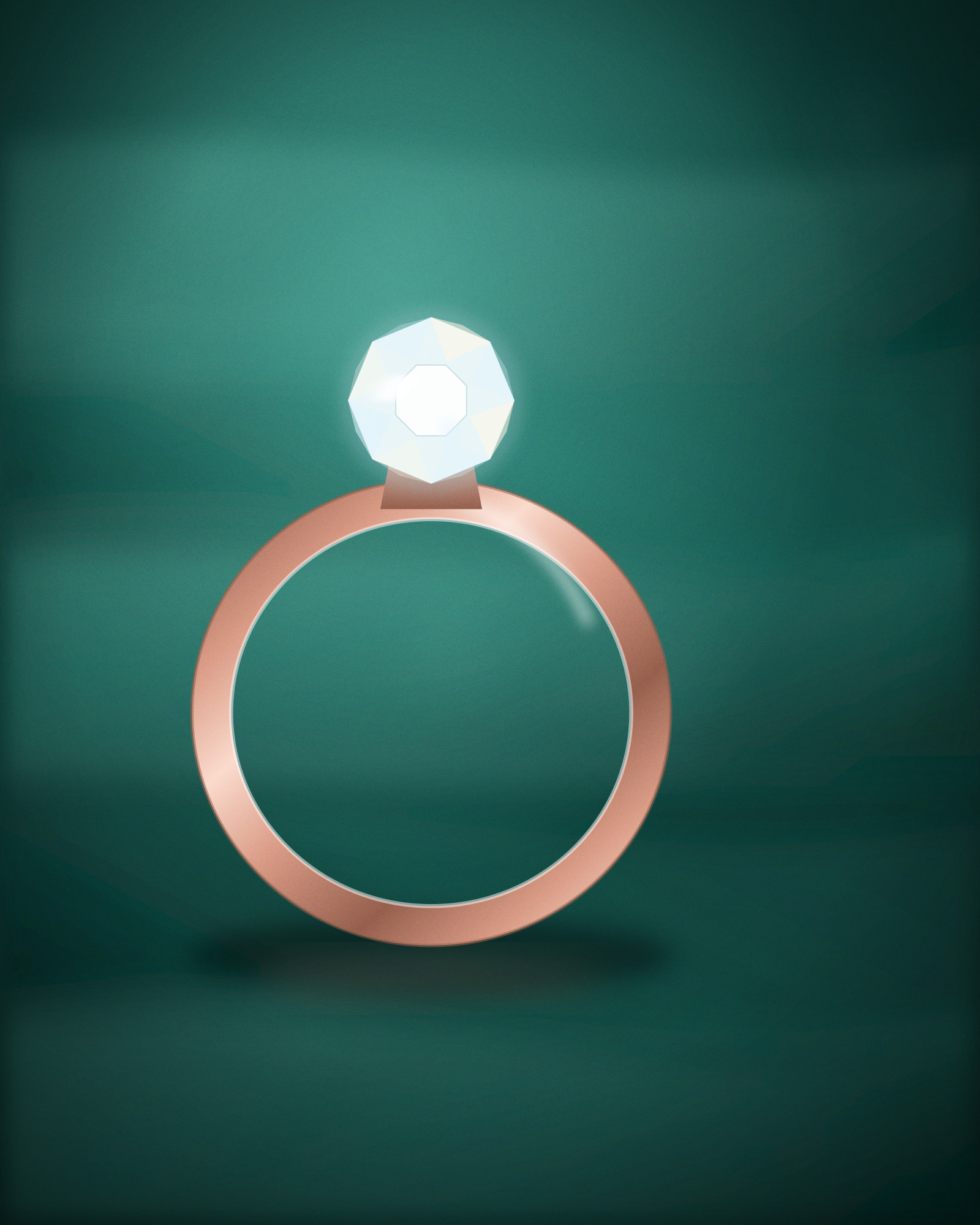 Knot Ring, in 18k Rose Gold with Diamonds — angle view (illustration)