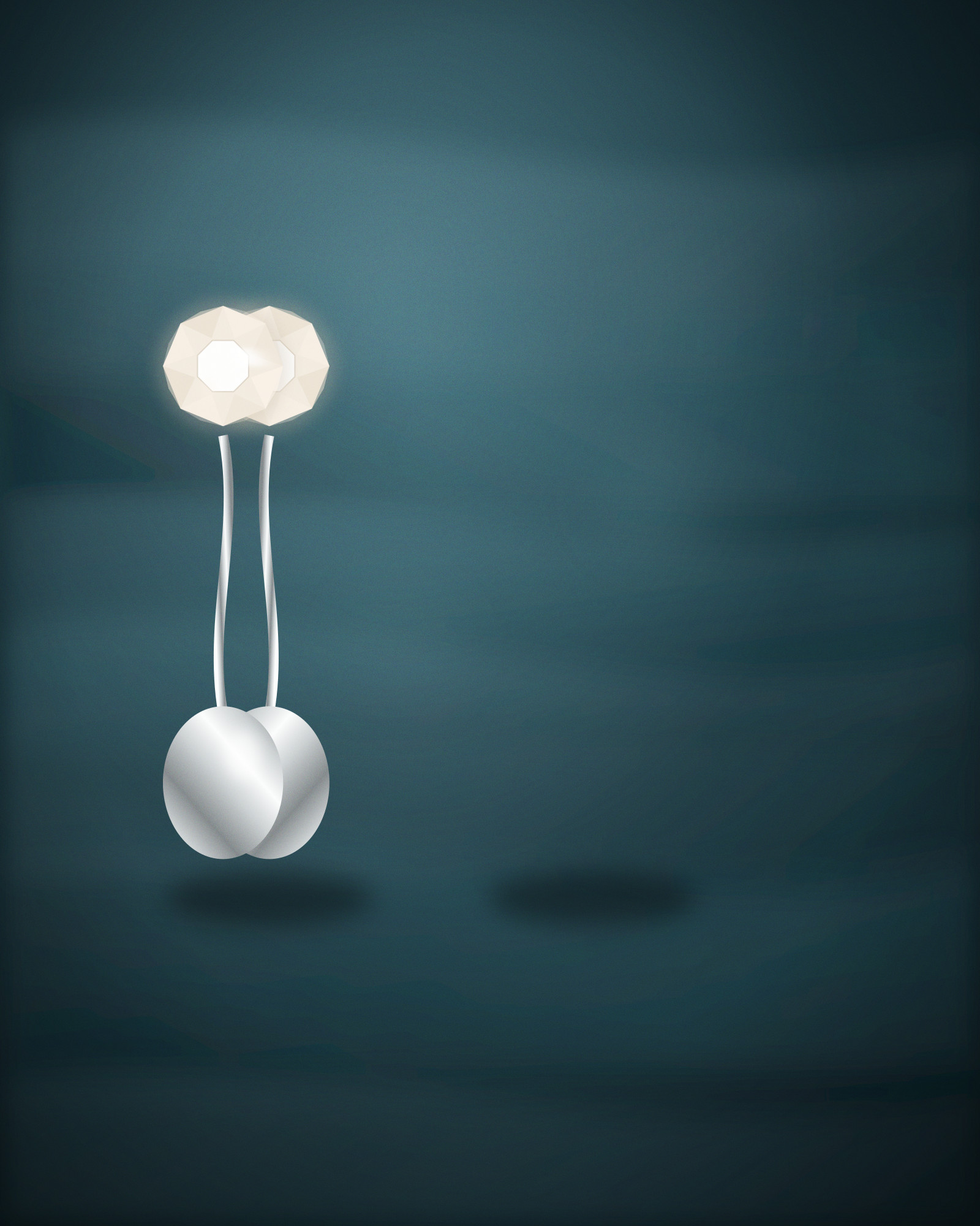 Leaf Stud Earrings, in Sterling Silver with Pearls — angle view (illustration)