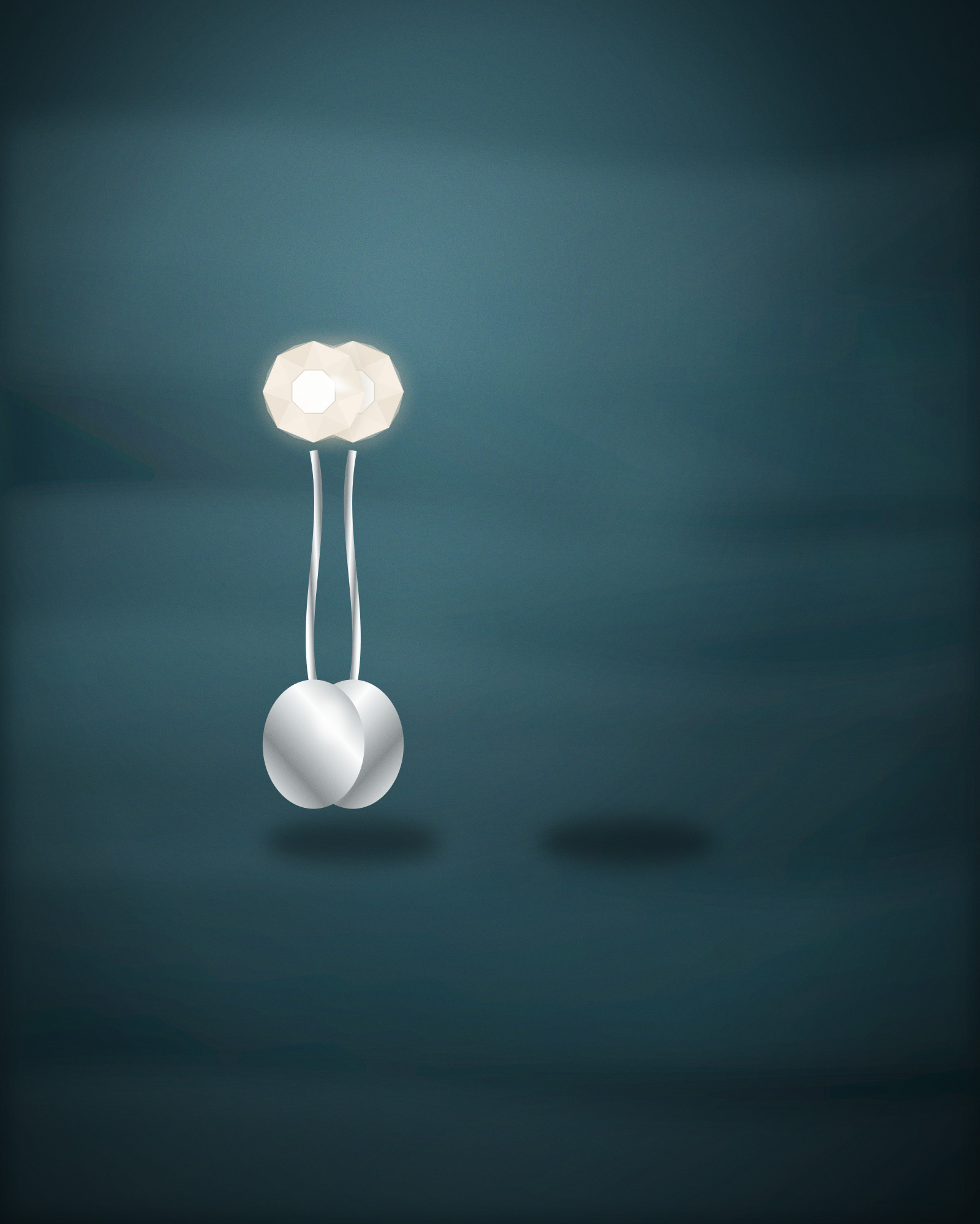 Leaf Stud Earrings, in Sterling Silver with Pearls