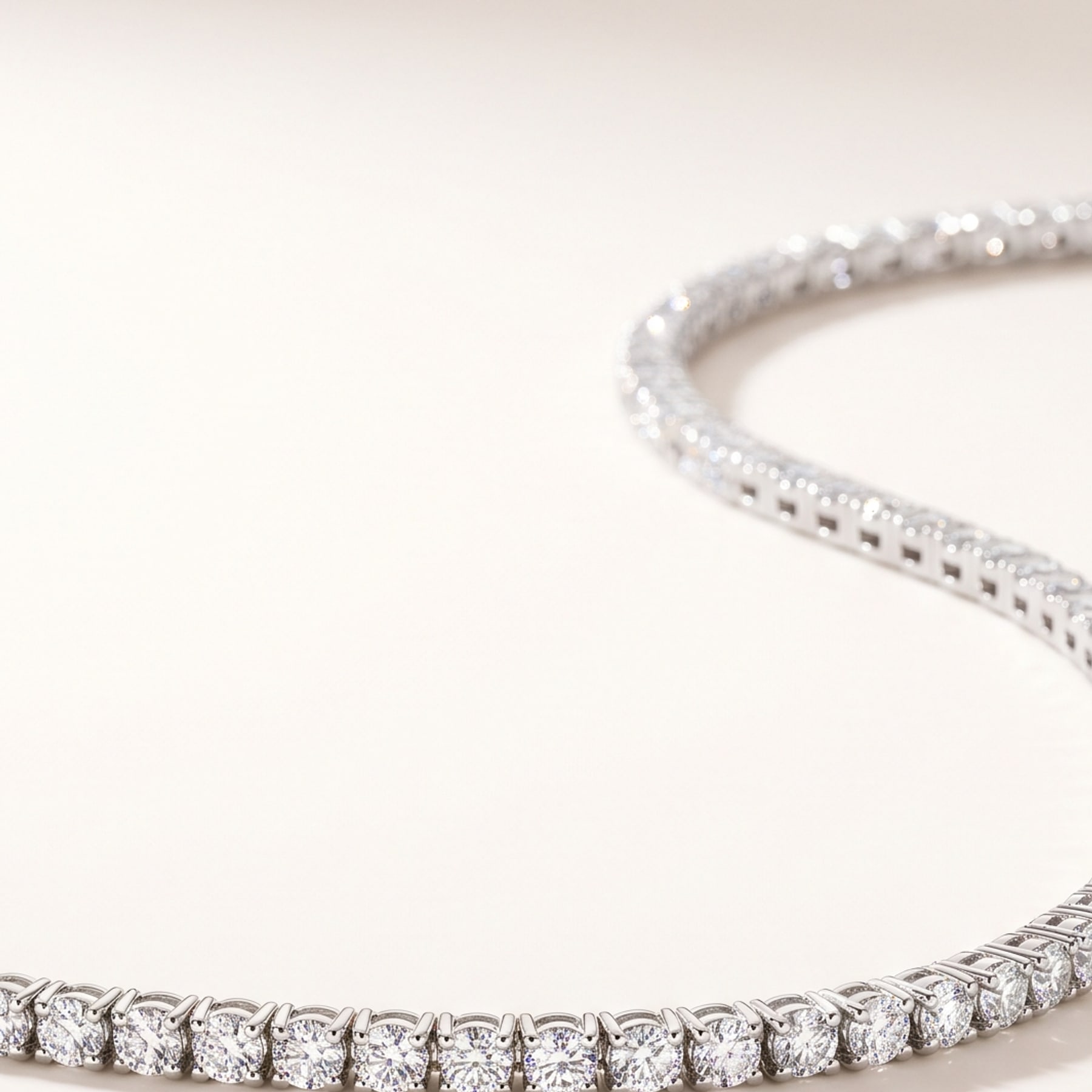 Line Necklace, in 18k White Gold with Diamonds