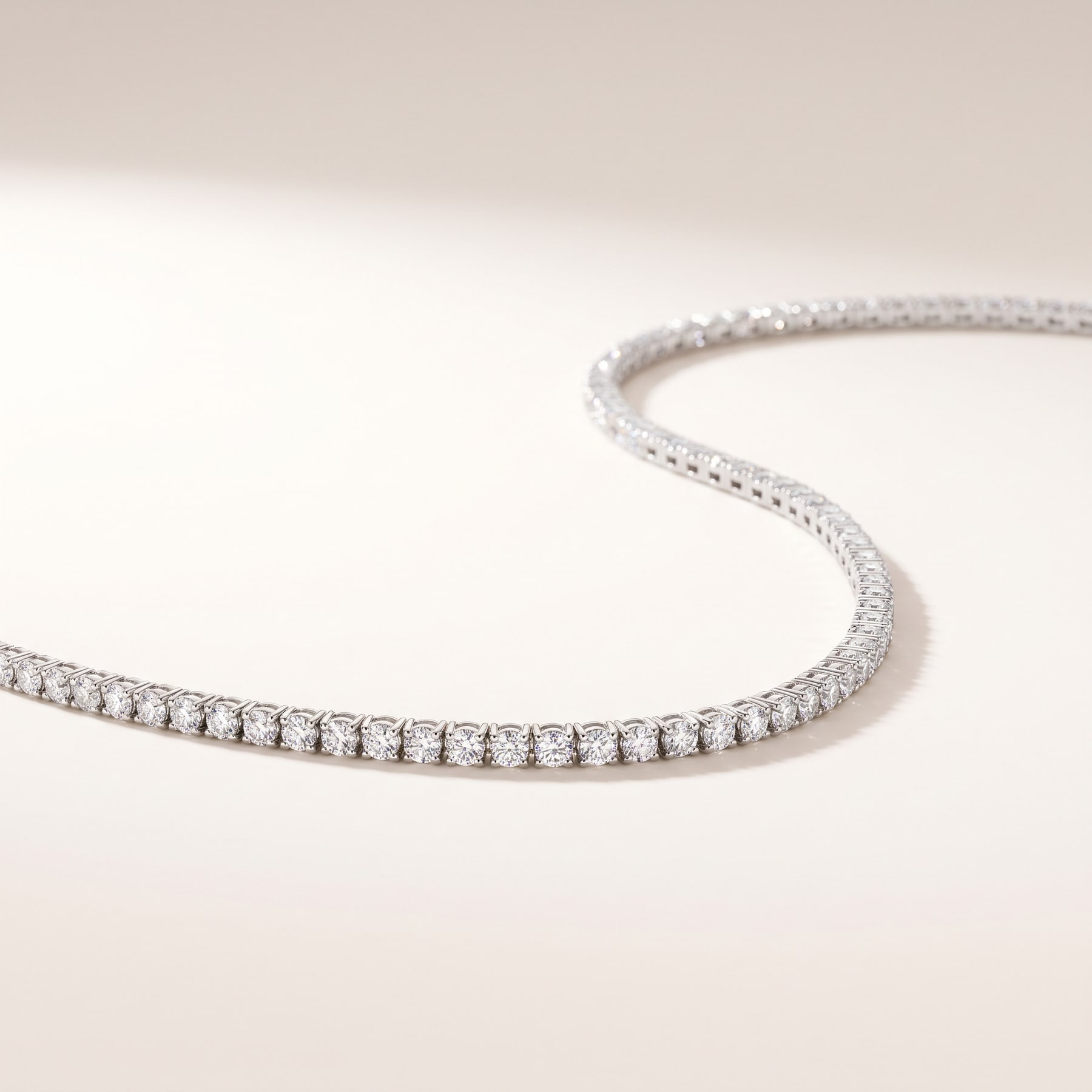 Line Necklace, in 18k White Gold with Diamonds