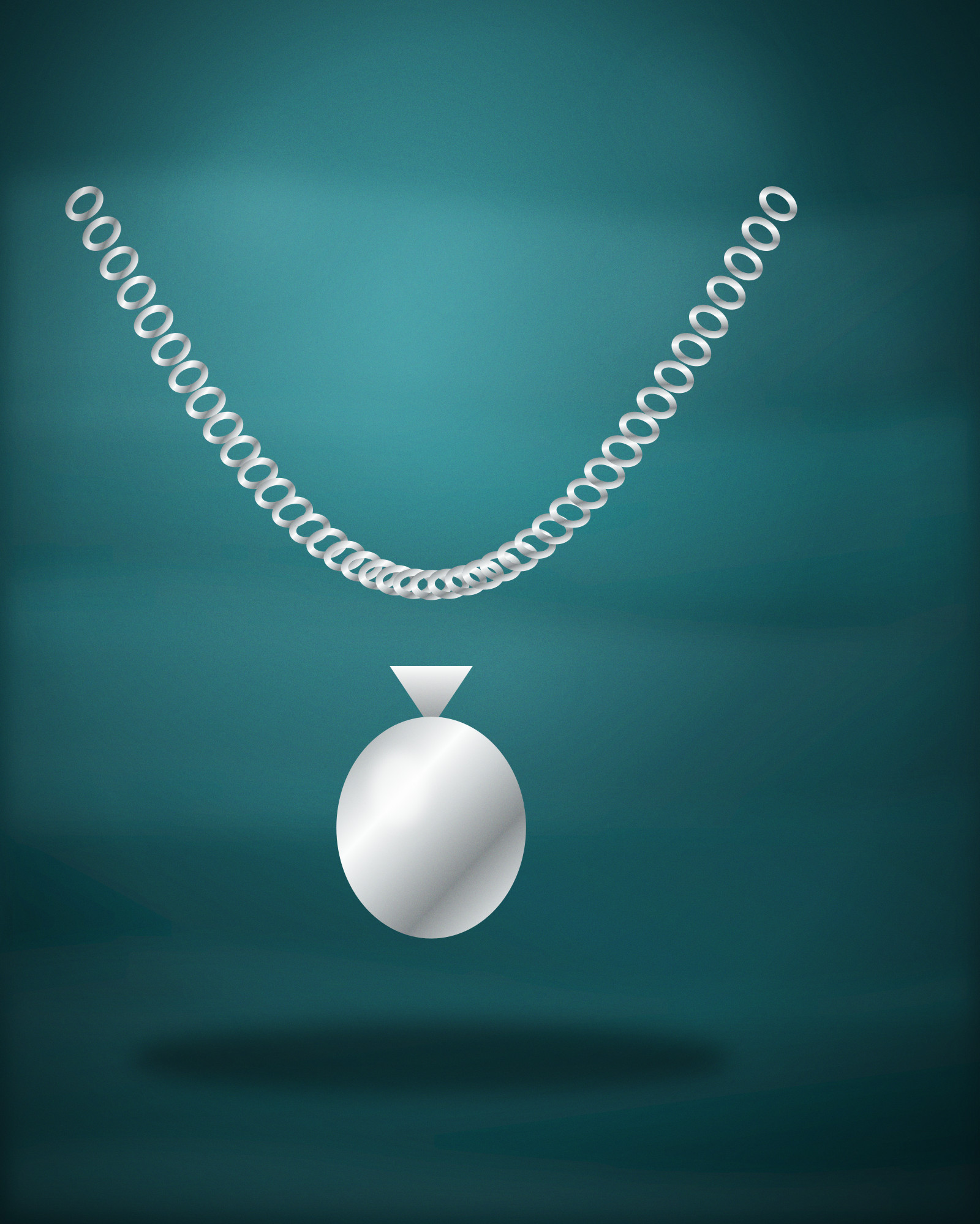 Open Heart Pendant, in Sterling Silver — angle view (illustration)