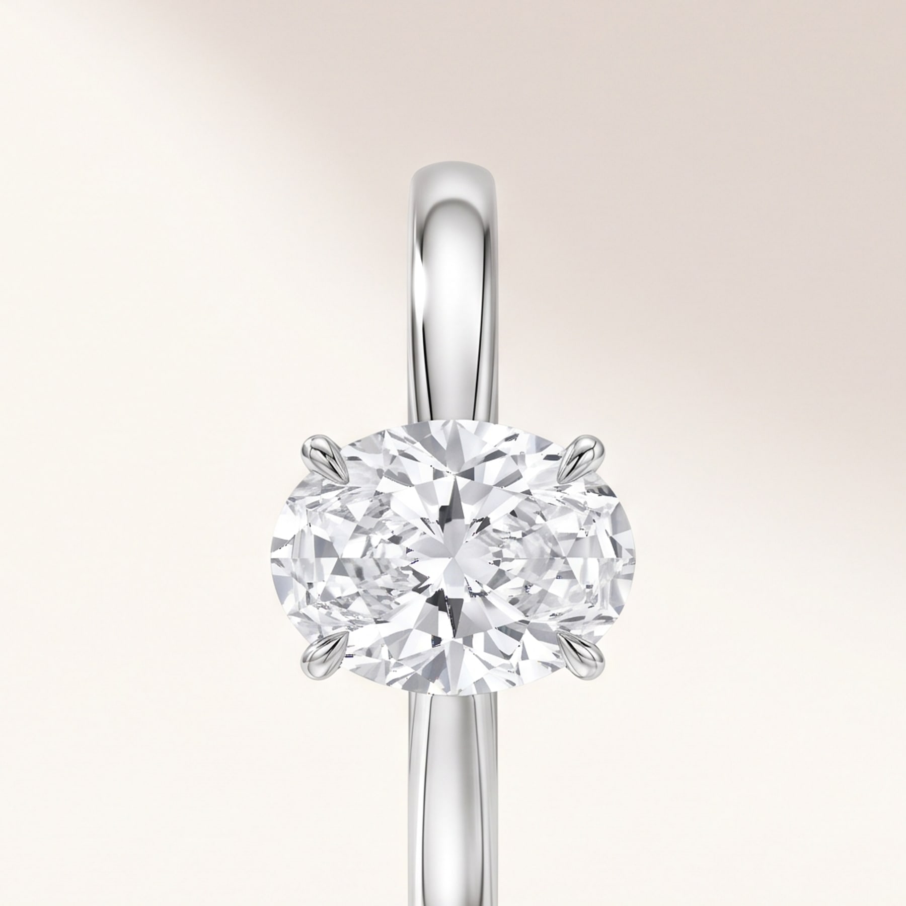 Oval Solitaire, in Platinum with an Oval-Cut Diamond