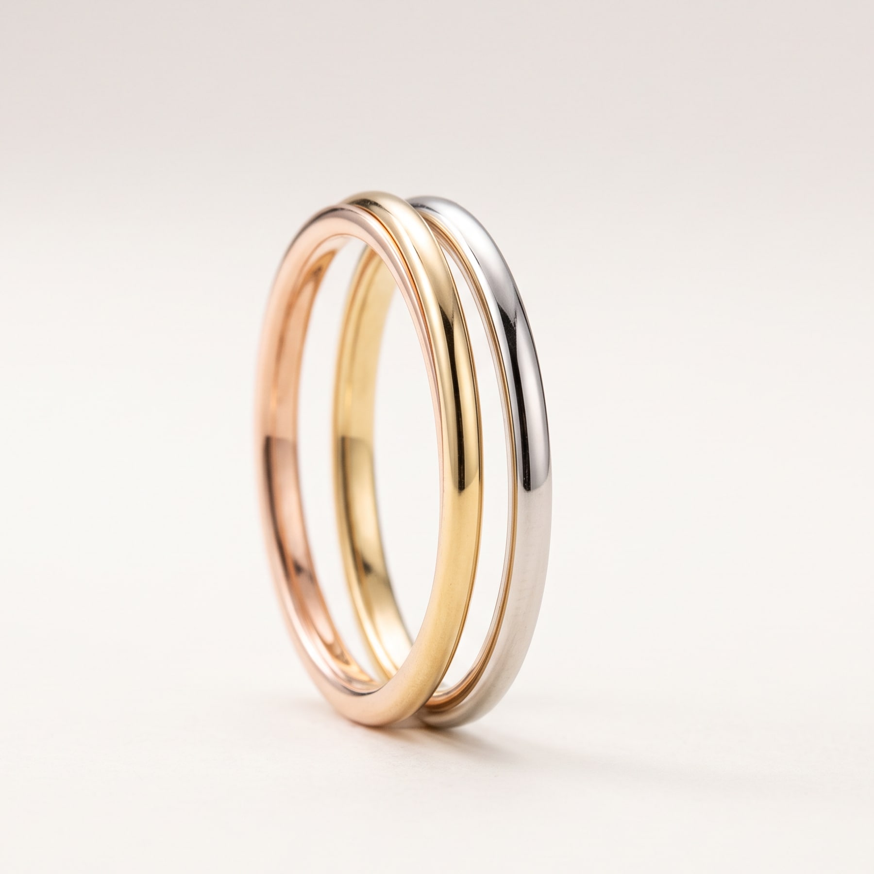 Interlocking Ring, in 18k Rose, Yellow and White Gold