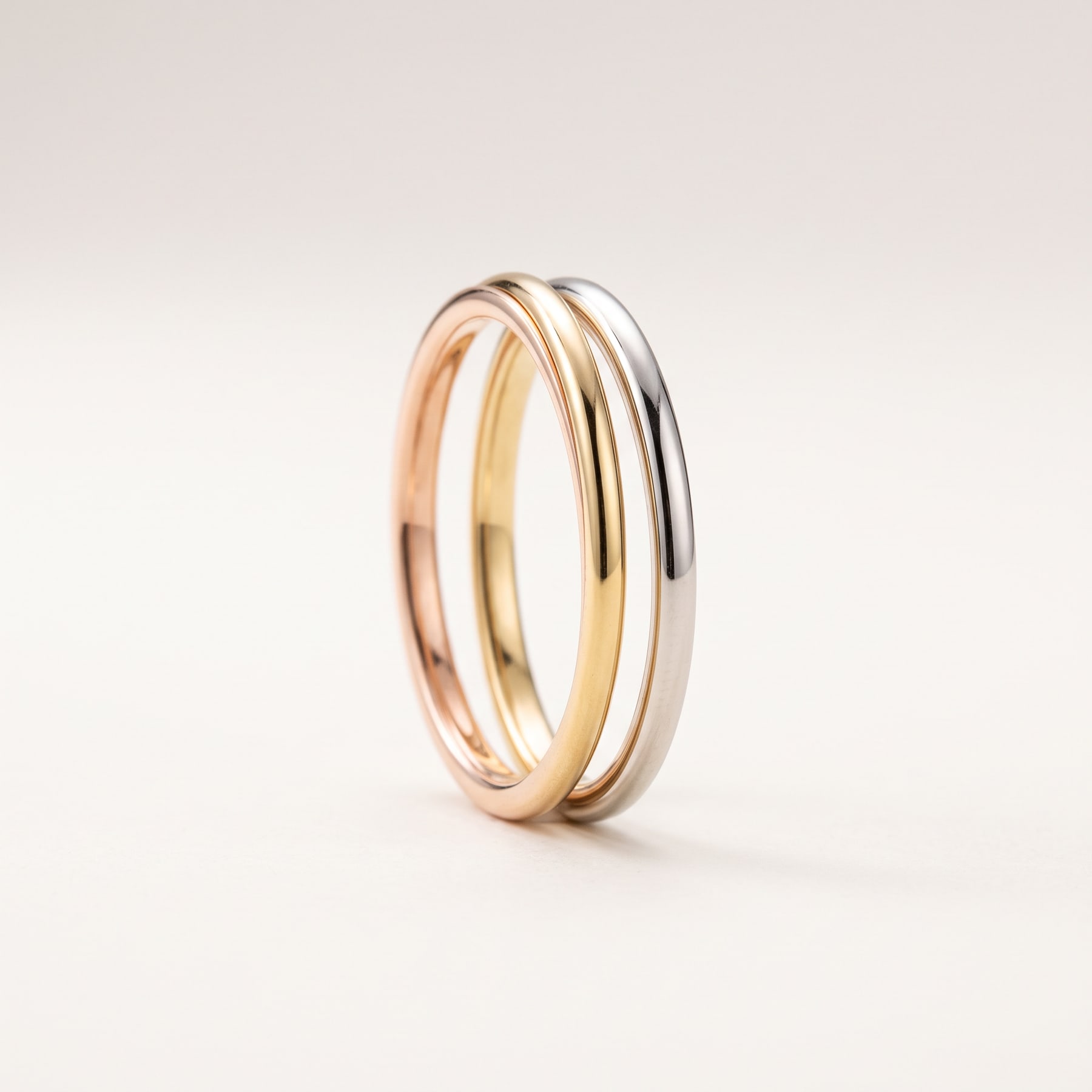 Interlocking Ring, in 18k Rose, Yellow and White Gold