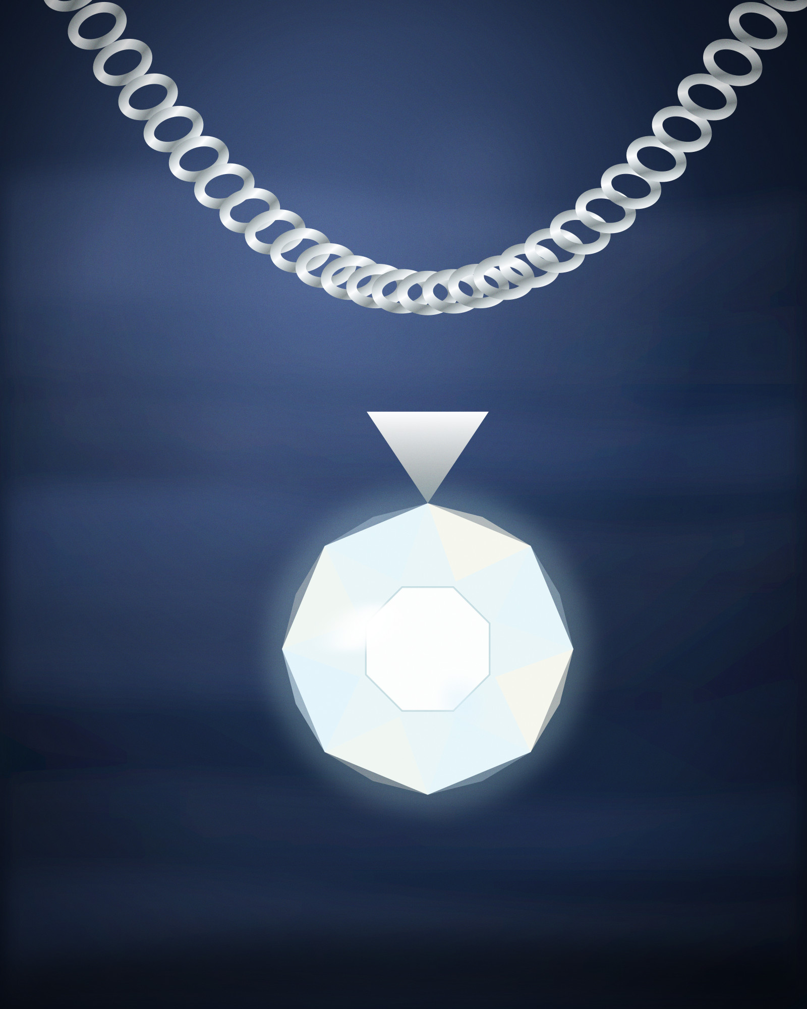 Solitaire Pendant, in Platinum with a Diamond — detail view (illustration)