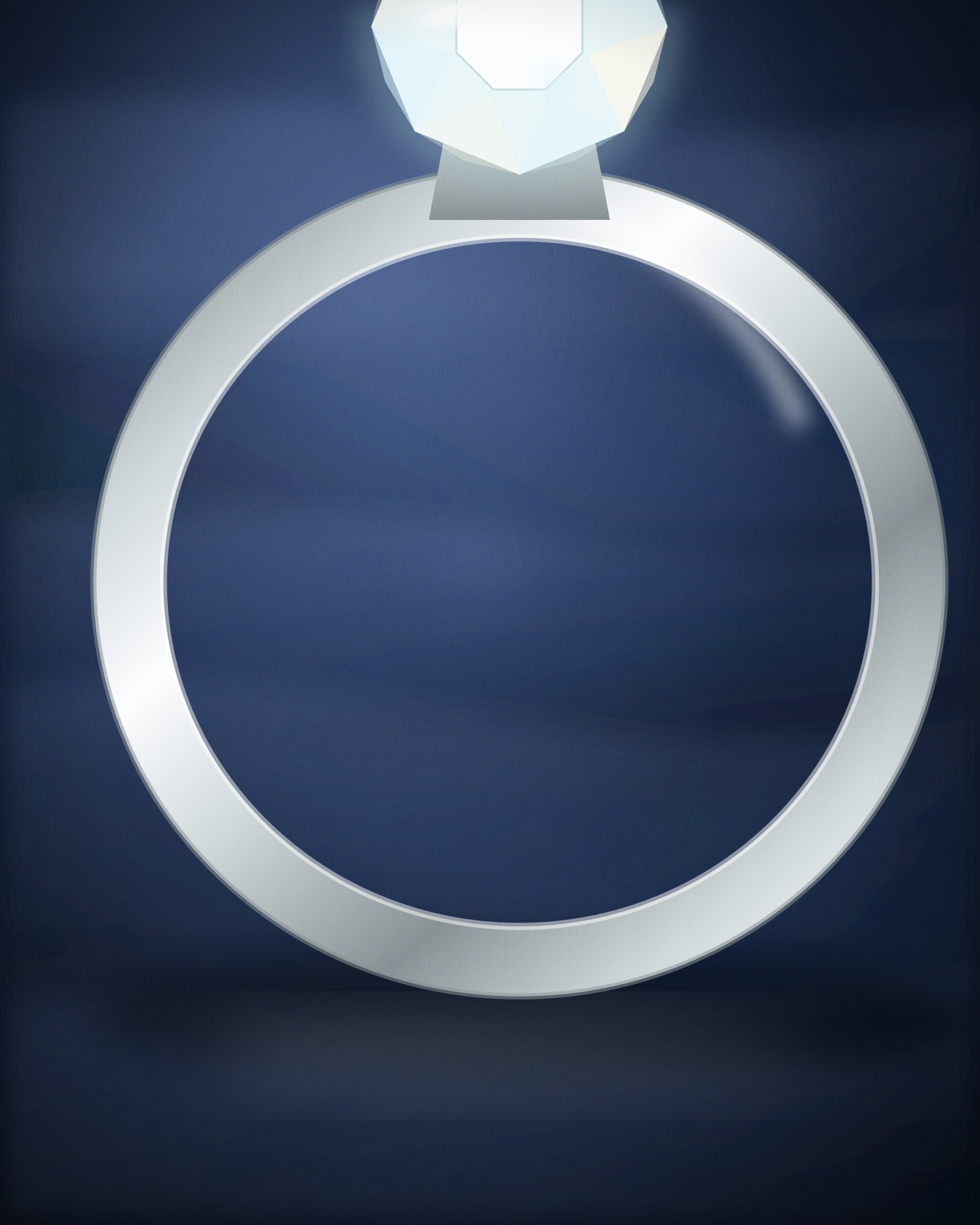 Solitaire Ring, in Platinum with a Brilliant-Cut Diamond — detail view (illustration)