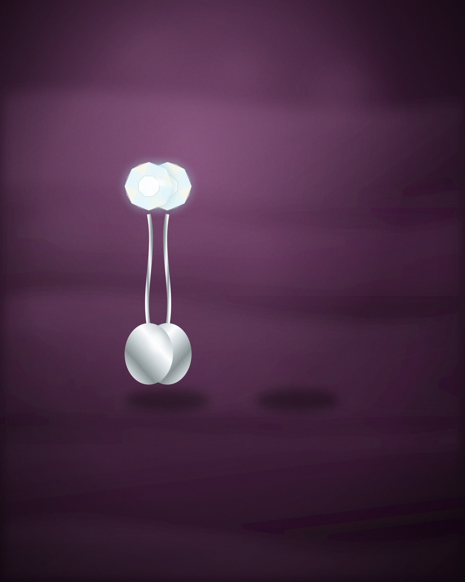 Stud Earrings, in Platinum with Brilliant-Cut Diamonds