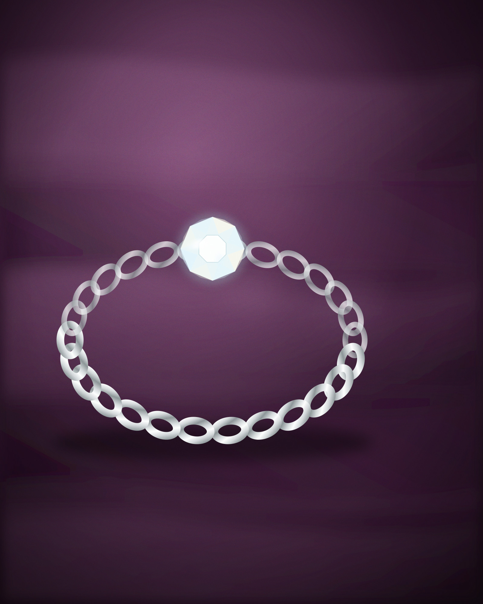 Tennis Bracelet, in 18k White Gold with Diamonds — angle view (illustration)